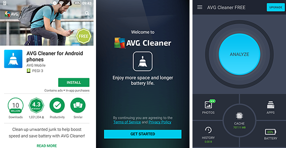 Автоматическая очистка андроид. Очистка Android. Приложение для очистки телефона. Avg Cleaner.