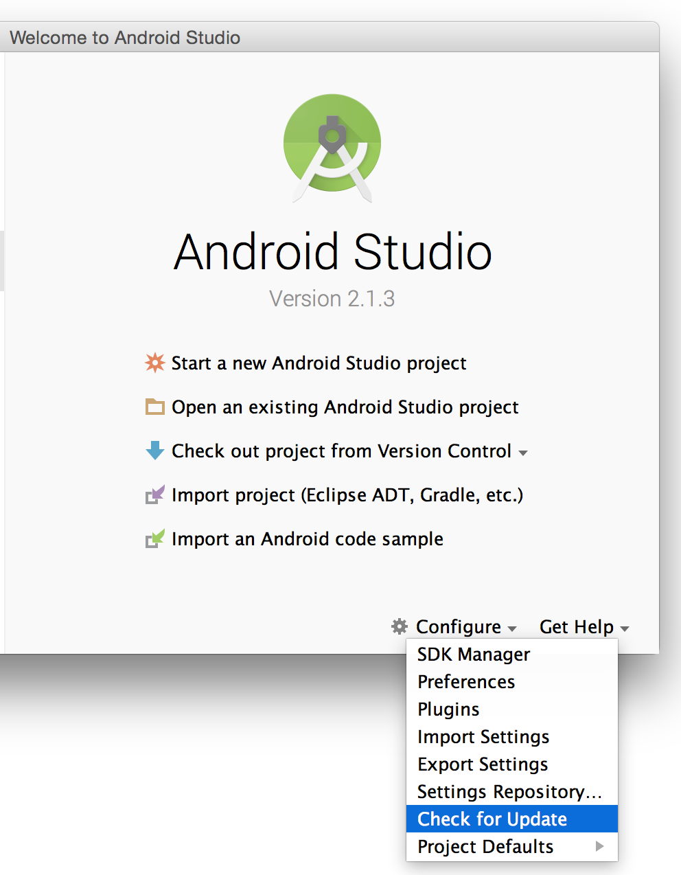 Как узнать версию android studio