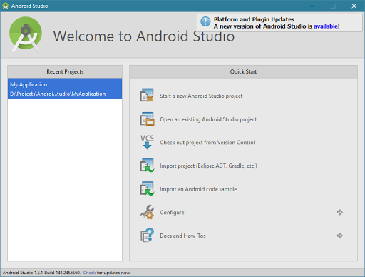 Как узнать версию android studio