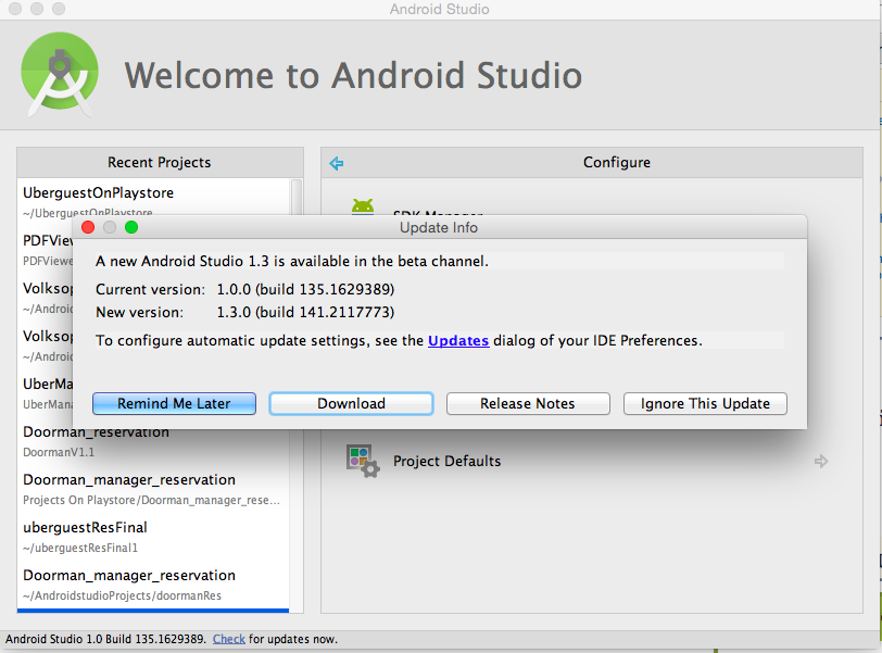 Как узнать версию android studio